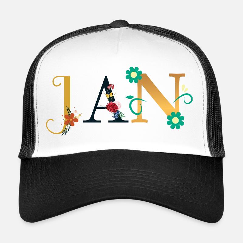 JAN Nom Décoré de Fleurs Casquette trucker 