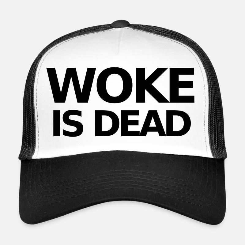 WOKE IS DEAD Statement - Trucker Cap - white/black