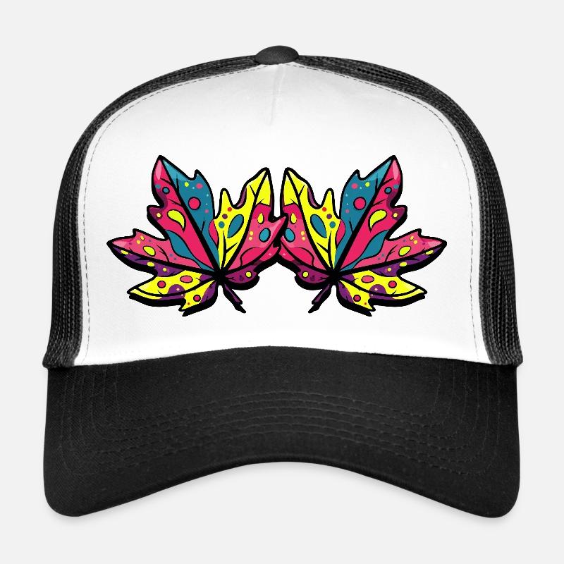 Feuilles d'érable d'automne - Casquette trucker  - blanc/noir