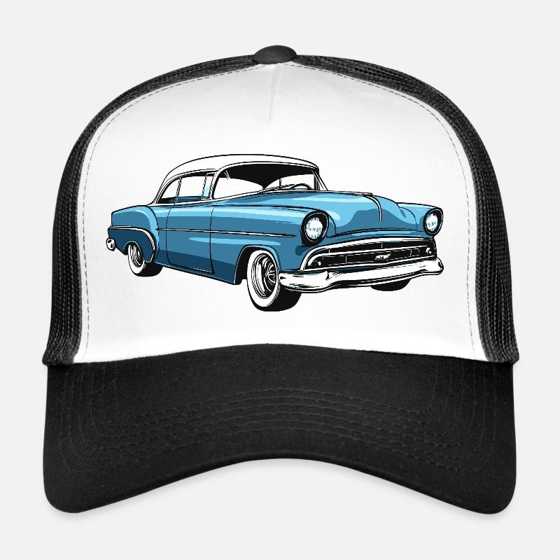Retro US car in blue Trucker Cap