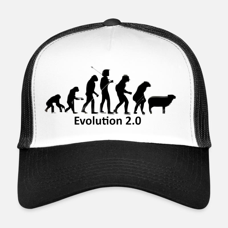 Evolution des Menschen in Silhouette - Trucker Cap - Weiß/Schwarz