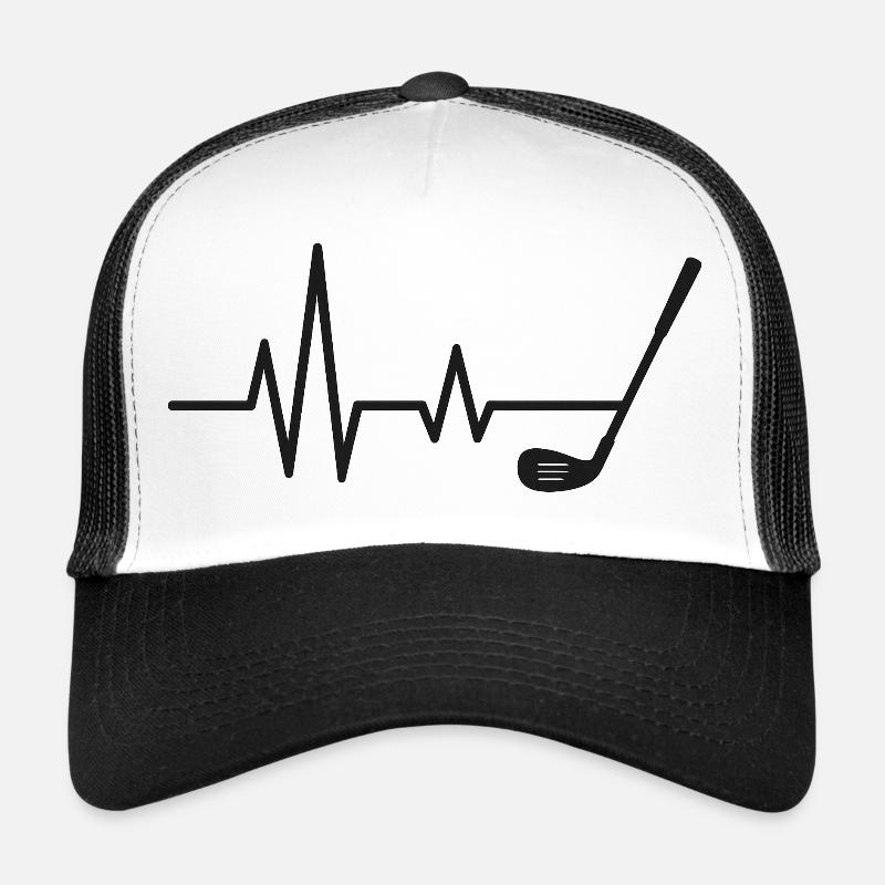 Conception de motif de golf Heartbeat - Casquette trucker  - blanc/noir