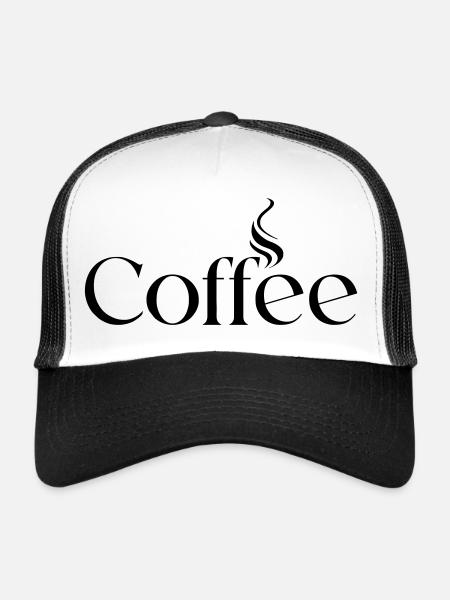 Café - Casquette trucker  - blanc/noir - Devant