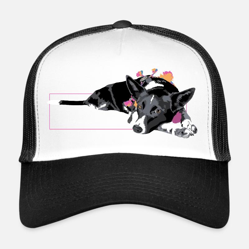 Border Collie III - Casquette trucker  - blanc/noir
