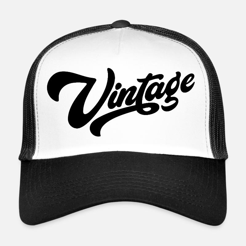 Vintage Schwarz - Trucker Cap - Weiß/Schwarz