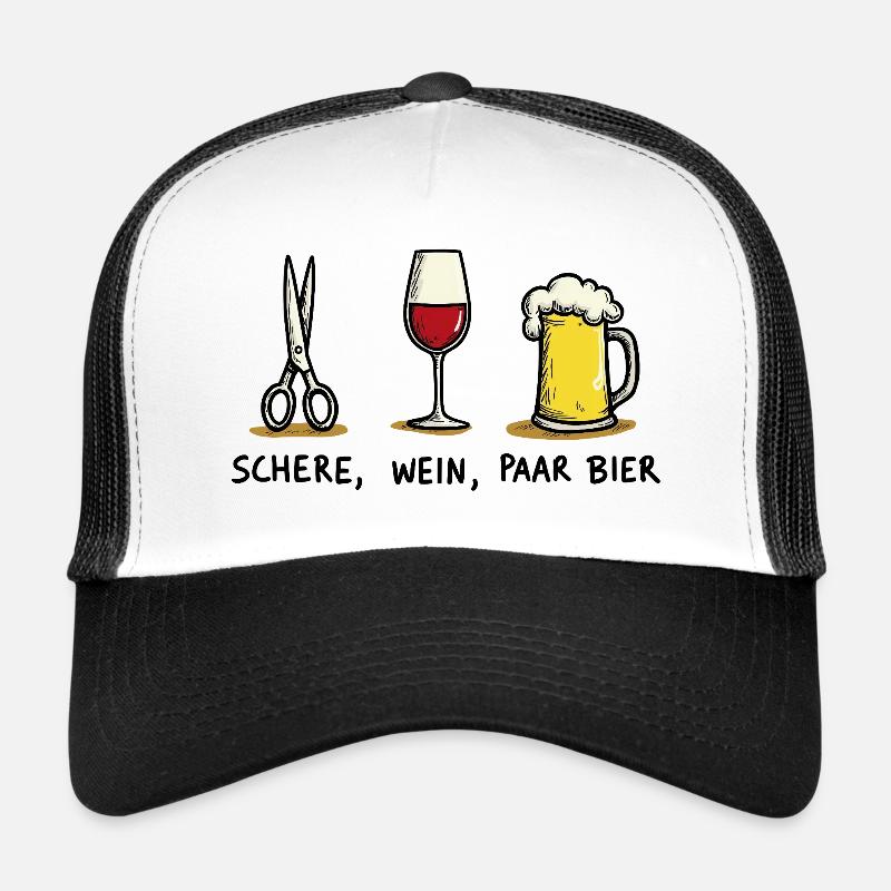 Ciseaux, vin, couple, bière, drôle, jeu de mots de fête Casquette trucker 