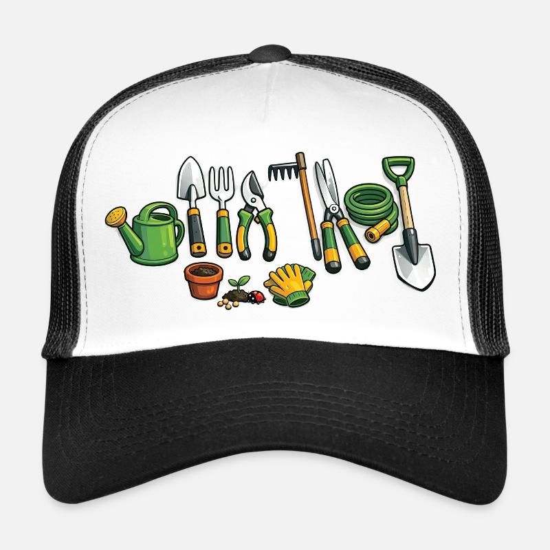 Outils de jardin de dessins animés – Conception de jardin drôle Casquette trucker 