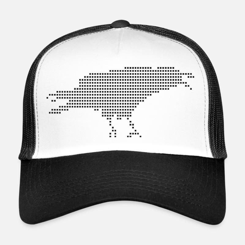 Raven Pixel Dot Silhouette - Trucker Cap - Weiß/Schwarz