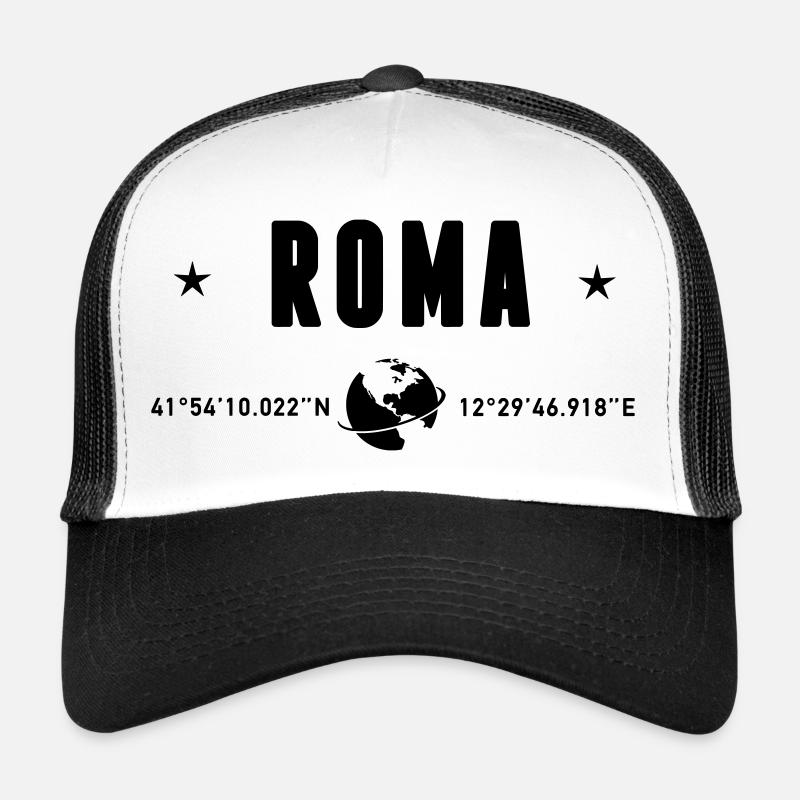 Globe des coordonnées GPS de Rome Italie Casquette trucker 