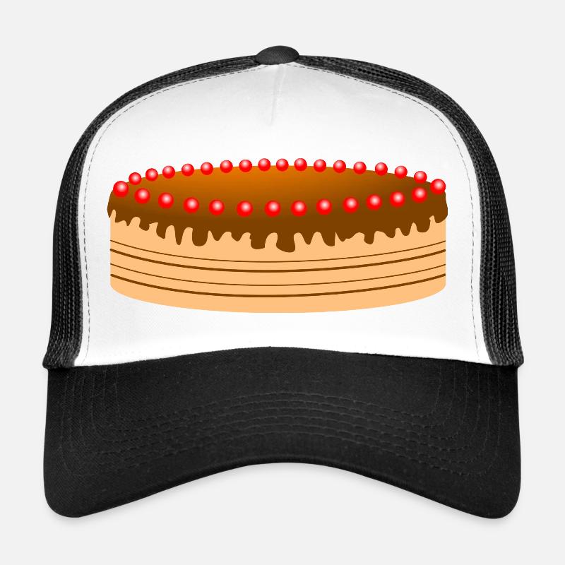 Gâteau au chocolat avec perles de sucre rouge Casquette trucker 