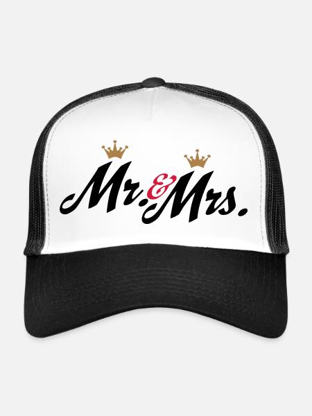 mariage - Casquette trucker  - blanc/noir - Devant