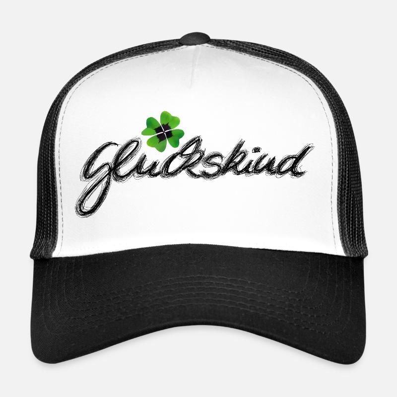 Glückskind mit Kleeblatt - Trucker Cap - Weiß/Schwarz