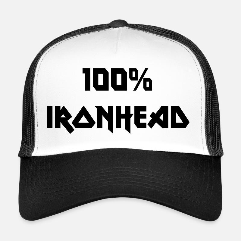 100% Ironhead - Schriftzug schwarz - Trucker Cap - Weiß/Schwarz
