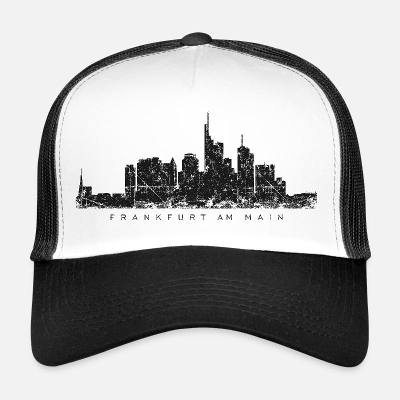 Frankfurt am Main Skyline (Vintage/Schwarz) - Trucker Cap - Weiß/Schwarz