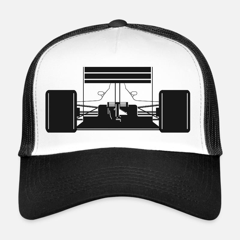 Voiture de formule arrière Voitures de course Symbole de course - Casquette trucker - blanc/noir