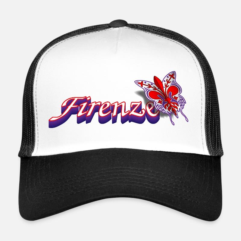 Florence - text with lily and butterfly Trucker Cap