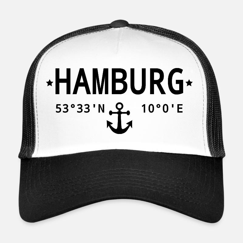 Coordonnées de Hambourg - Casquette trucker  - blanc/noir