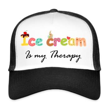 Ice is my Therapy Cooler Spruch bunten Buchstaben - Trucker Cap - Weiß/Schwarz - Vorne
