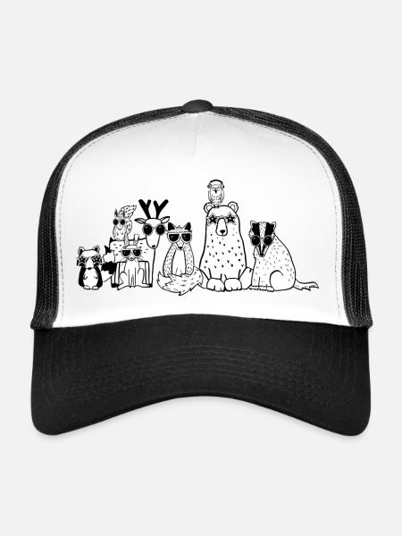 Des animaux cool de la forêt - Casquette trucker  - blanc/noir - Devant