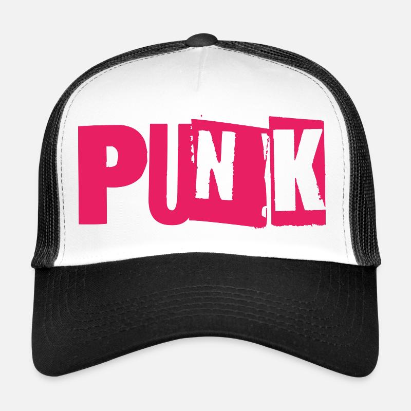 Bug punk Néon - Casquette trucker  - blanc/noir