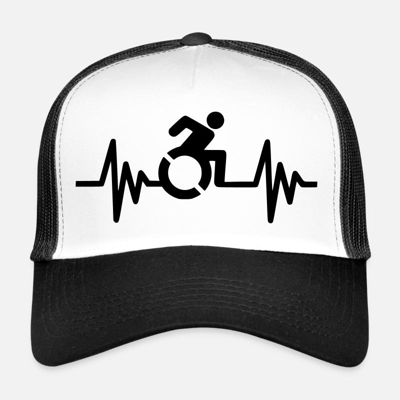 Image du symbole du fauteuil roulant avec fréquence cardiaque * Casquette trucker 