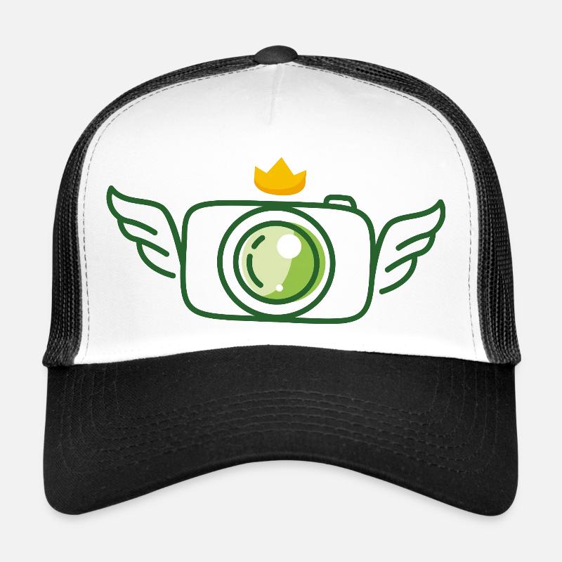 Caméra avec des ailes et une couronne verte Casquette trucker 