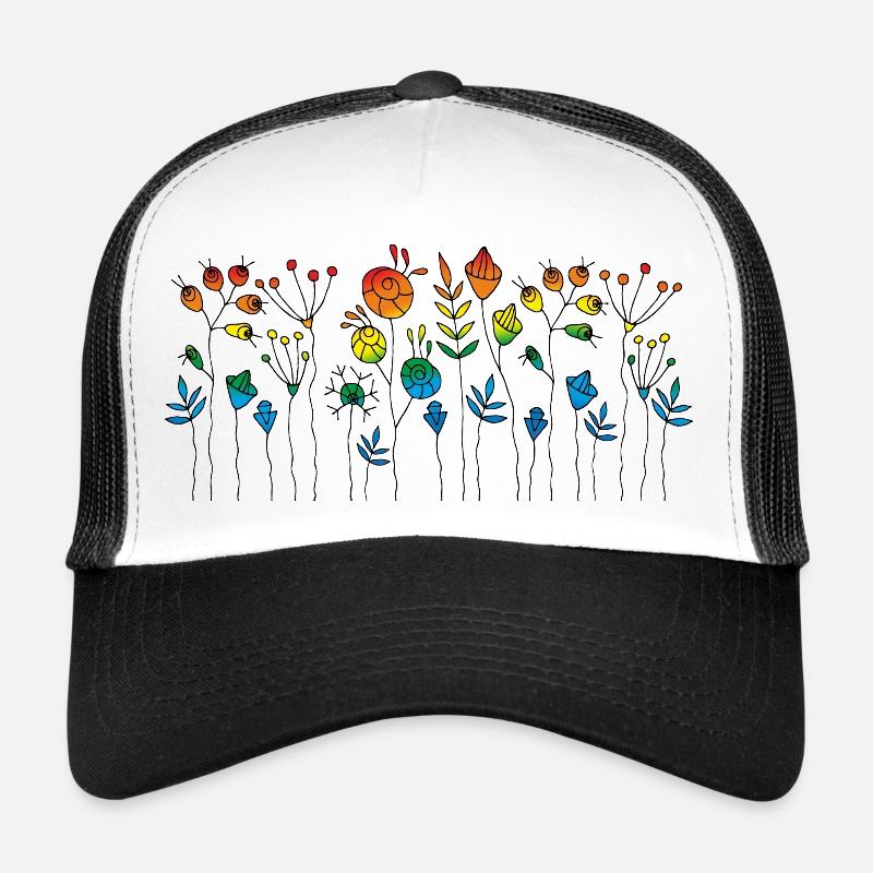 Blumen - Trucker Cap - Weiß/Schwarz