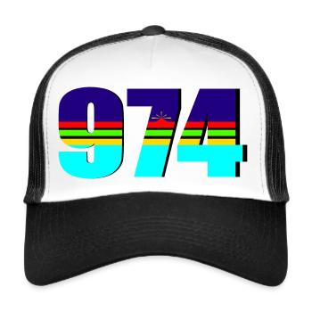 974 - la reunion - Casquette trucker  - blanc/noir - Devant