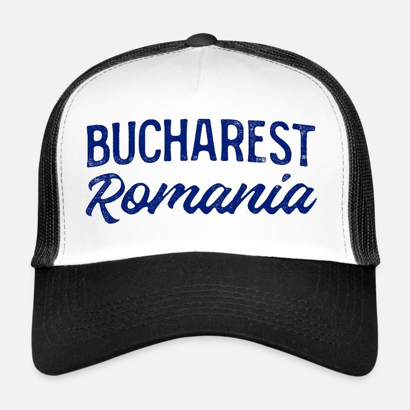 Bucharest Romania Handlettering - Trucker Cap - Weiß/Schwarz