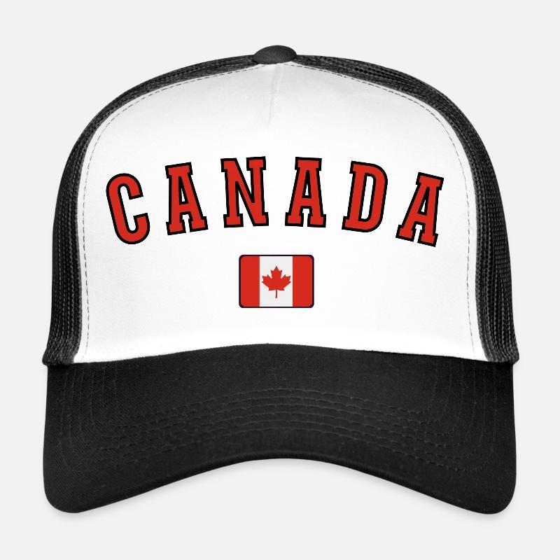 Drapeau du Canada, fierté canadienne - Casquette trucker  - blanc/noir