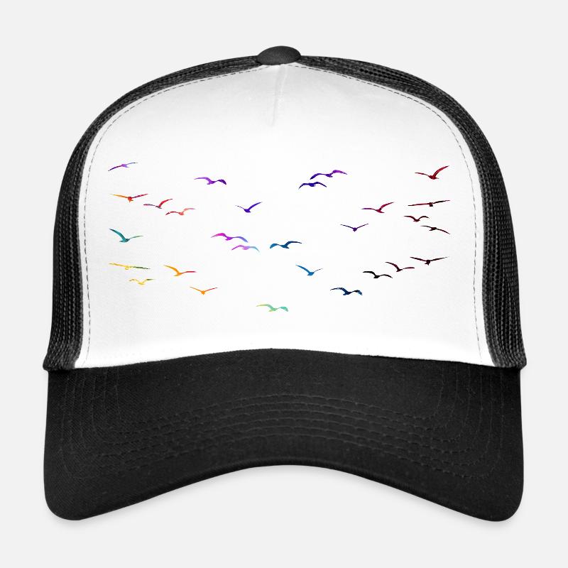 Oiseaux colorés - Casquette trucker  - blanc/noir