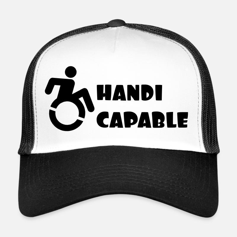 Rollstuhlkompetenz, Behindertenhumor # - Trucker Cap - Weiß/Schwarz