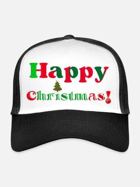 Happy Christmas, fröhliche Weihnachten - Trucker Cap - Weiß/Schwarz