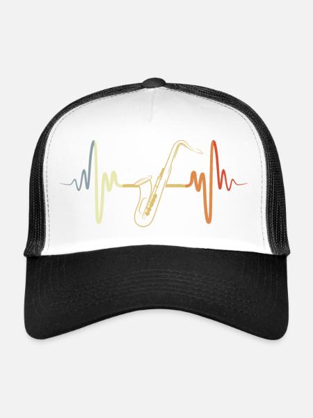 Vintage Saxophone Heartbeat - Trucker Cap - white/black - Front