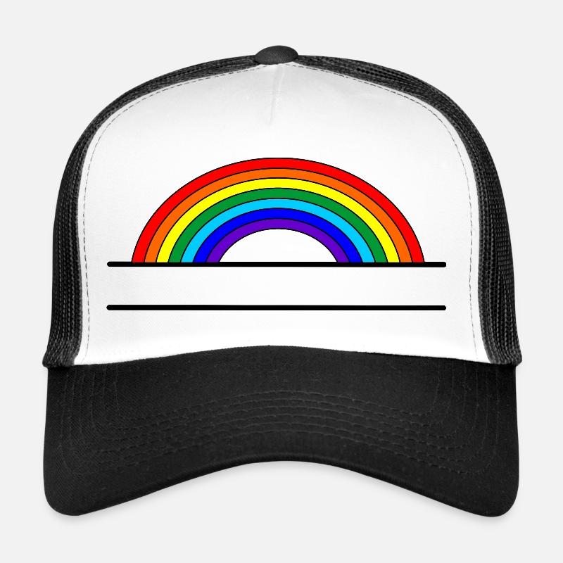 Regenbogen-Namensbanner - Trucker Cap - Weiß/Schwarz