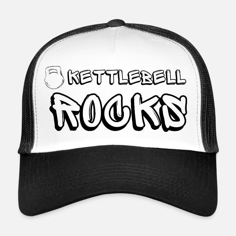 Kettlebell ROCKS Shirts schwarz - Trucker Cap - Weiß/Schwarz