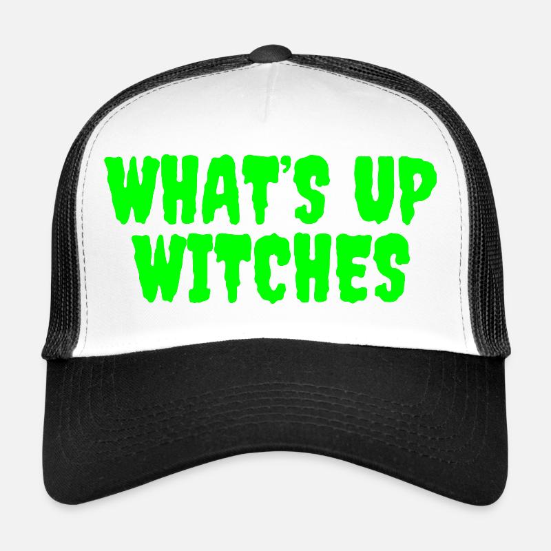 Lebendiges Grün Whats Up Hexen Design Trucker Cap