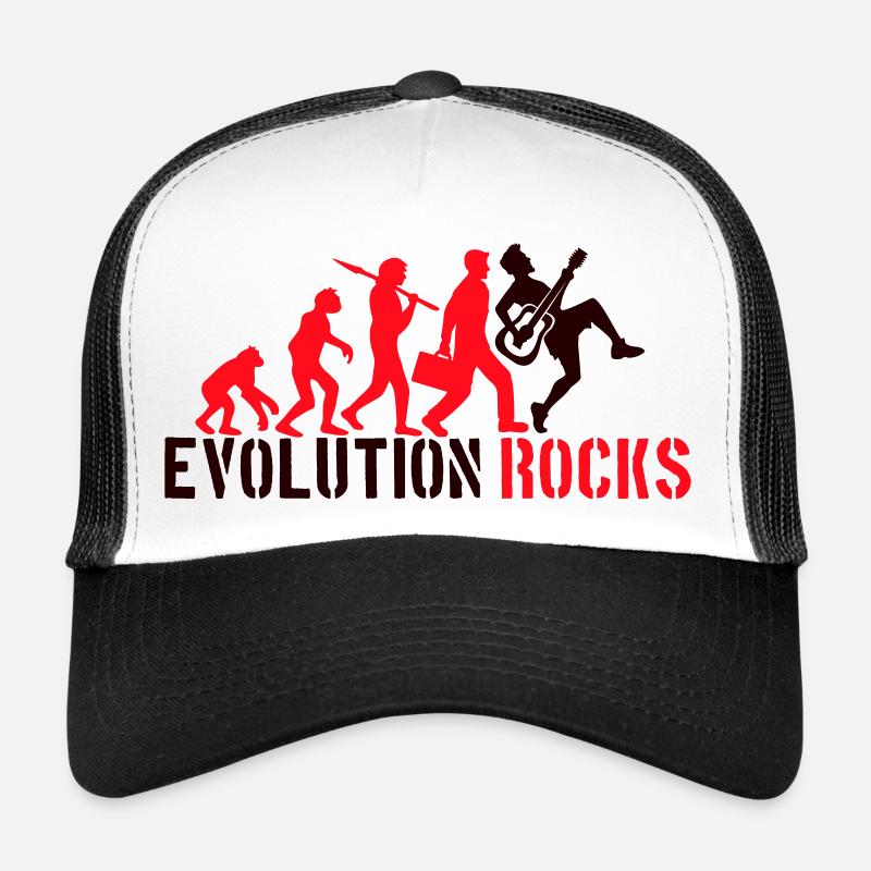 Evolution Rocks Guitars Music Playing Guitarist Trucker Cap