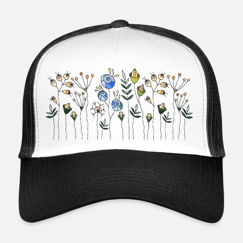 Blumen - Trucker Cap - Weiß/Schwarz