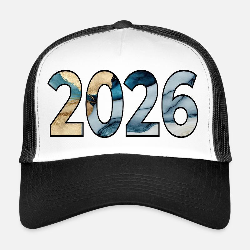Année 2026 - Casquette trucker  - blanc/noir