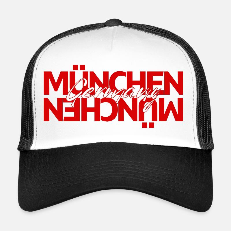 Superposition d’écriture Munich-Allemagne - Casquette trucker  - blanc/noir