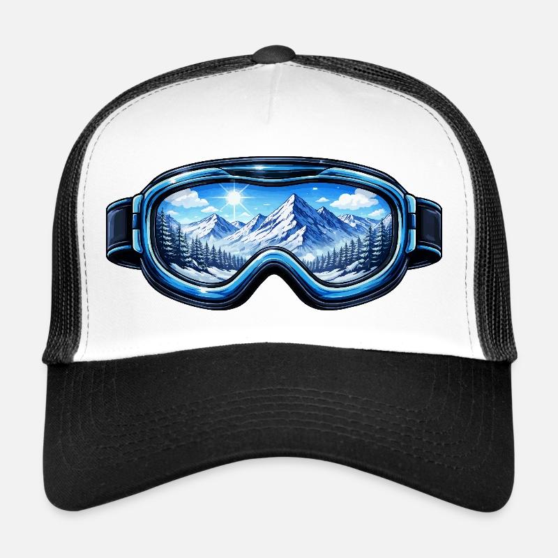Panorama gór Ski Goggles - Czapka truckerka - biały/czarny
