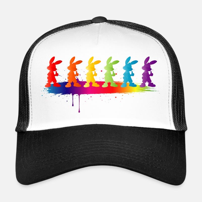 Bunte Hasen Silhouette Regenbogen Kinder Motiv Trucker Cap