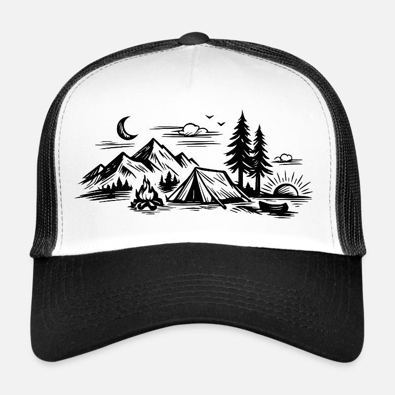 Camping Zelt - Trucker Cap - Weiß/Schwarz