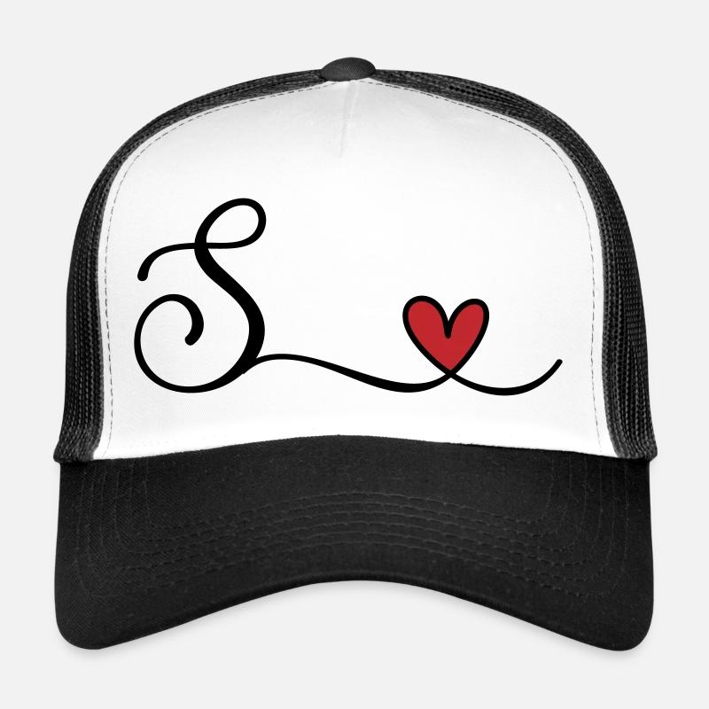 Monogramme de la lettre S avec cœur Casquette trucker 