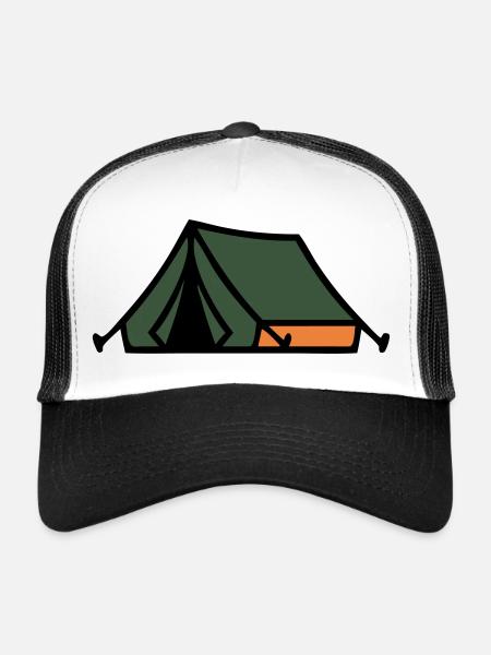 Tent Camping Summer Camp Scout Outdoor - Trucker Cap - white/black - Front