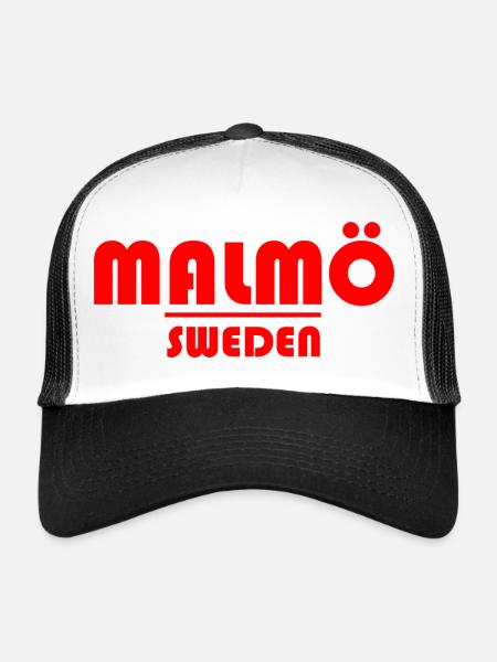 Malmö Sweden Powerful Red Logo - Trucker Cap - white/black - Front