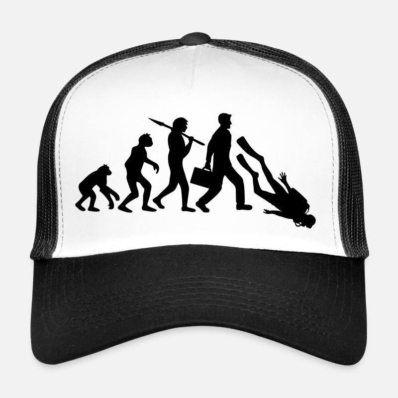 évolution plongeur sport amusement développement drôle v - Casquette trucker  - blanc/noir