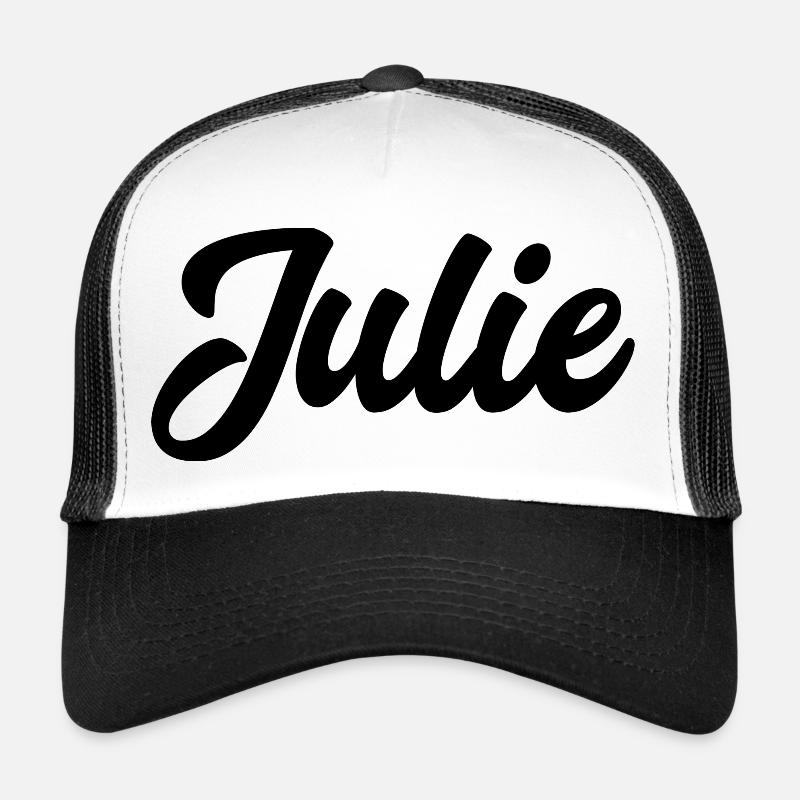 Julie Custom Text Nom d’anniversaire - Casquette trucker  - blanc/noir
