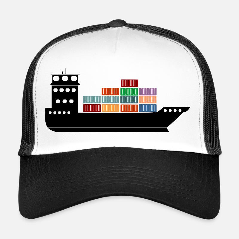 Seecontainerschiff oder Boot mit Containern - Trucker Cap - Weiß/Schwarz